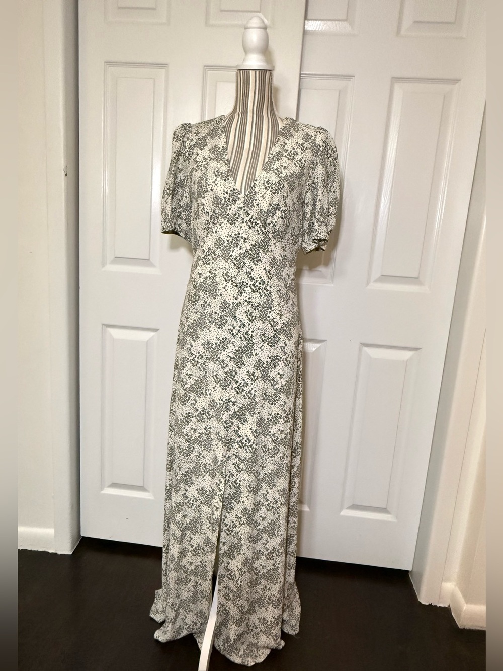 Madewell Floral Puff Sleeve Maxi Dress Ivory Black Size 4